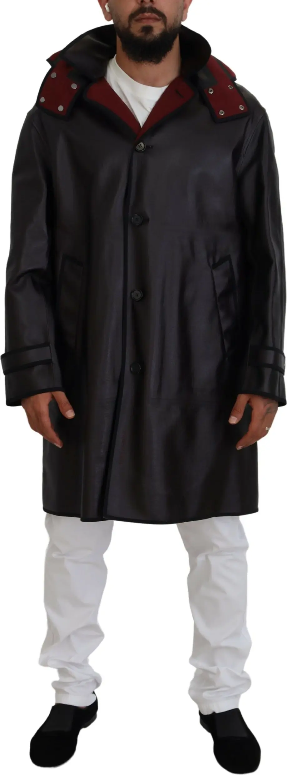 Dolce & Gabbana Jeketi Qora Kapyuchonli Parka Paxta Jeketi