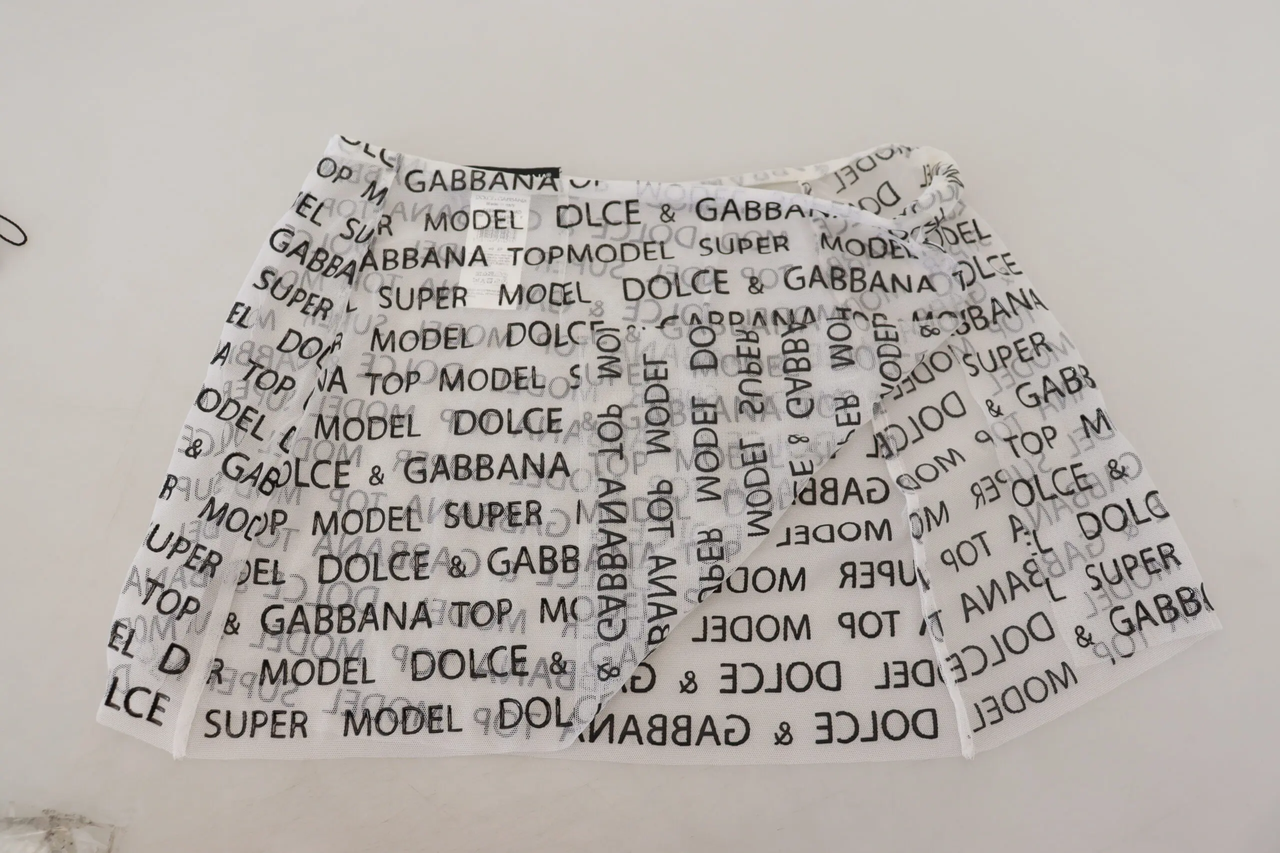 Юбка Dolce & Gabbana Белый Логотип Сетчатая А-силуэта Мини-юбка