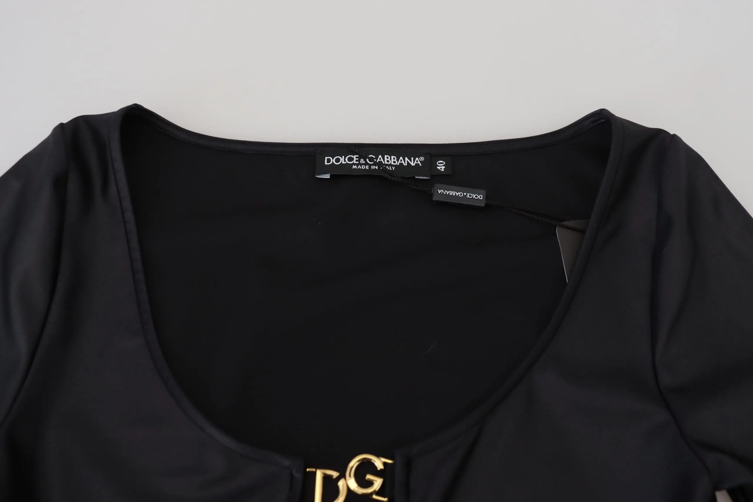 Dolce & Gabbana Top Yangi qora paxta tekis och ko'krak 3/4 yengli ustki kiyim