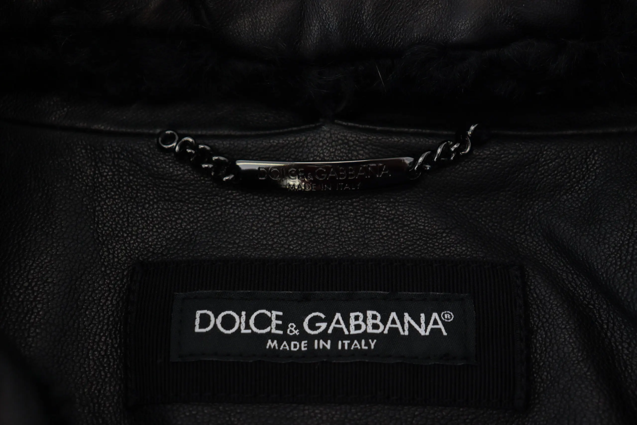 Jacket Dolce & Gabbana Black Lamb Leather Collared Men Coat Jacket