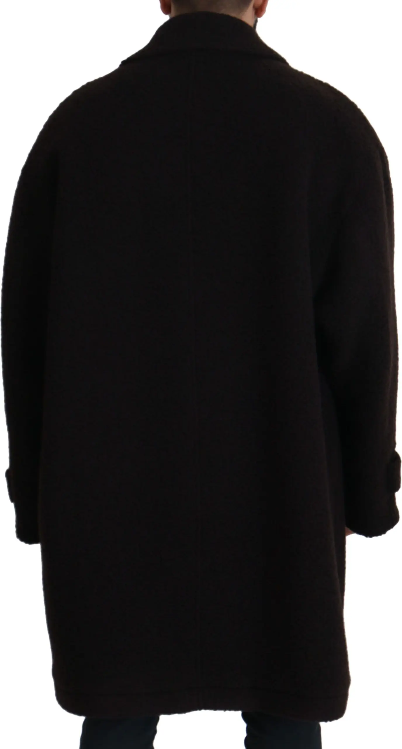 Jacket Dolce & Gabbana Black Alpaca Button Down Trench Coat Jacket