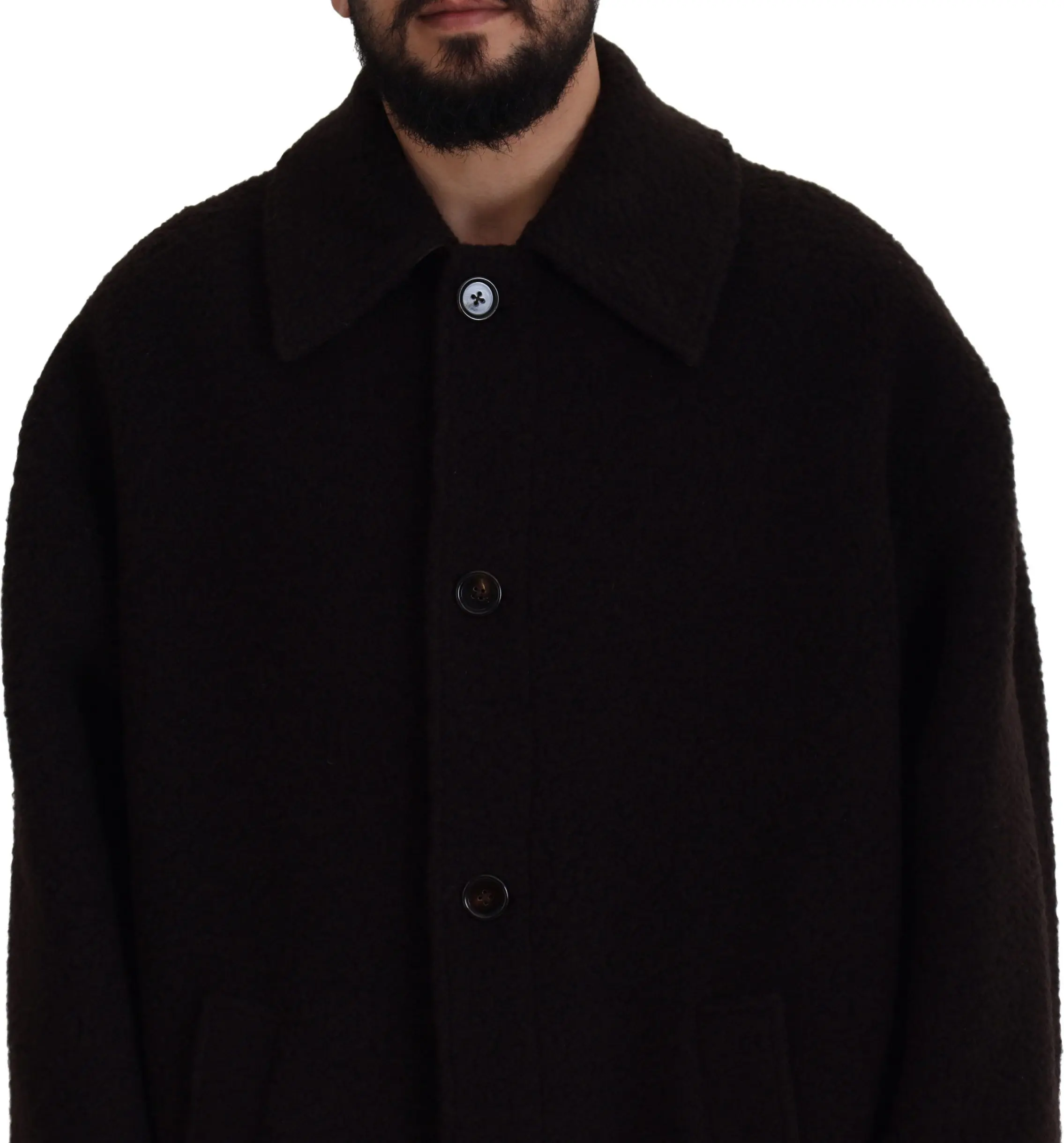 Jacket Dolce & Gabbana Black Alpaca Button Down Trench Coat Jacket