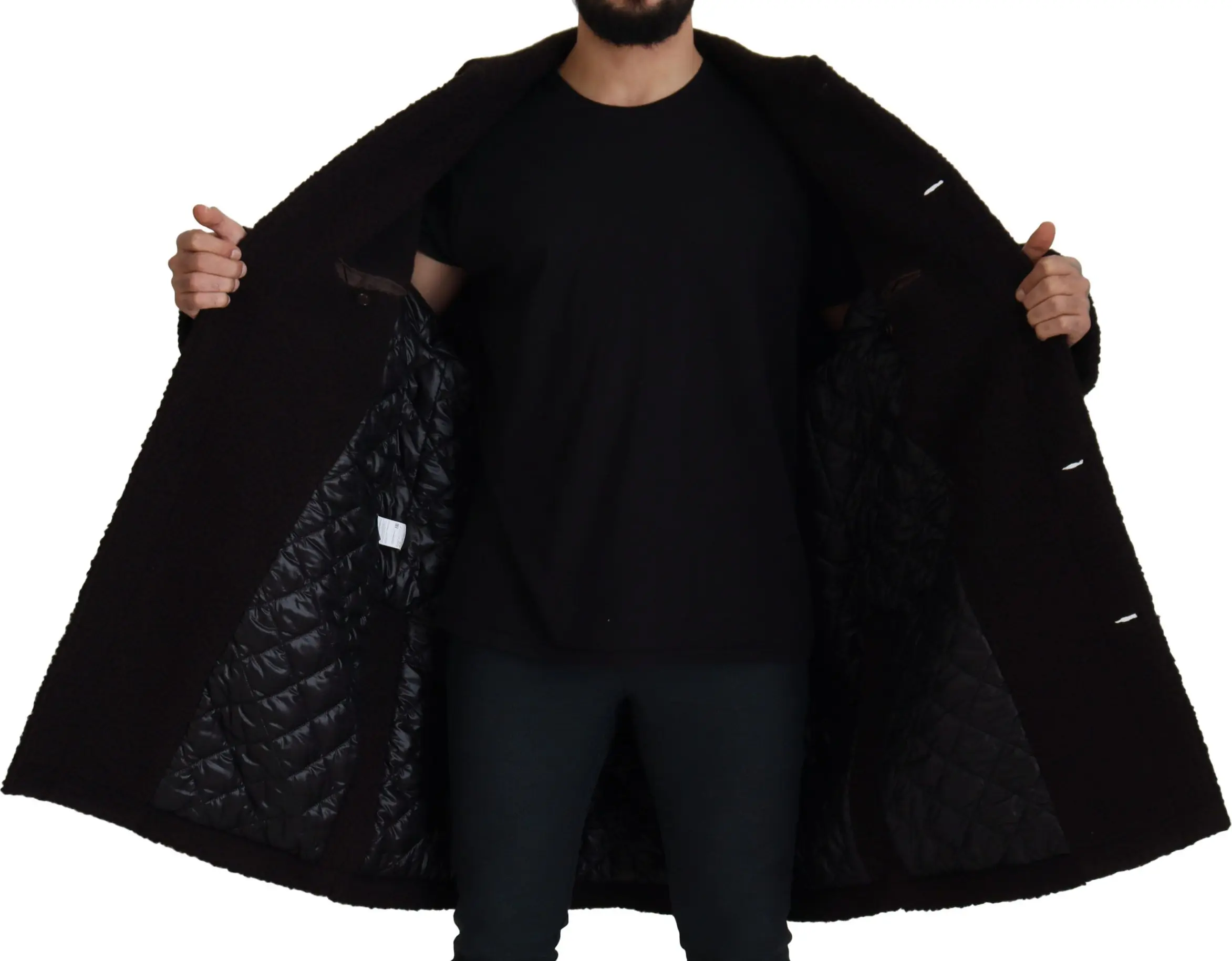 Jacket Dolce & Gabbana Black Alpaca Button Down Trench Coat Jacket