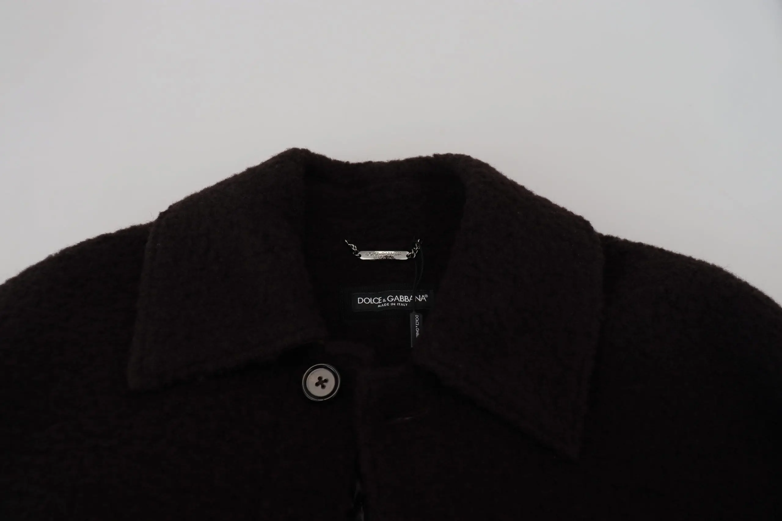 Jacket Dolce & Gabbana Black Alpaca Button Down Trench Coat Jacket