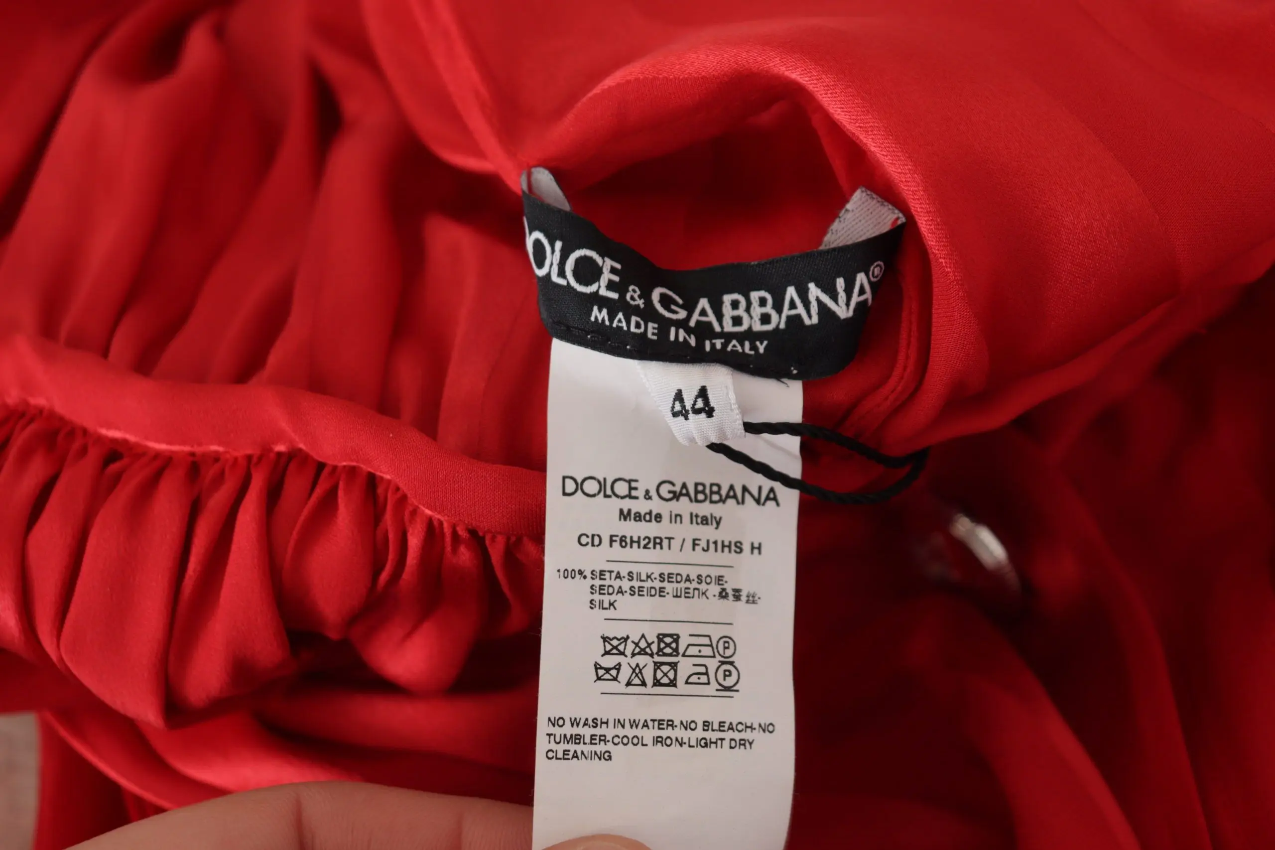 Midi Dress Dolce & Gabbana Red Button Down Belted Satin Silk Dress