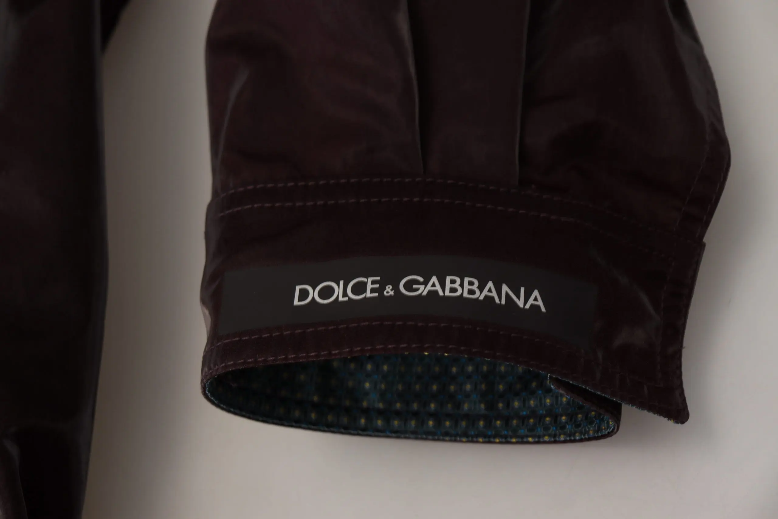 Куртка Dolce & Gabbana Бордовая Мужская Куртка с Воротником из Нейлона