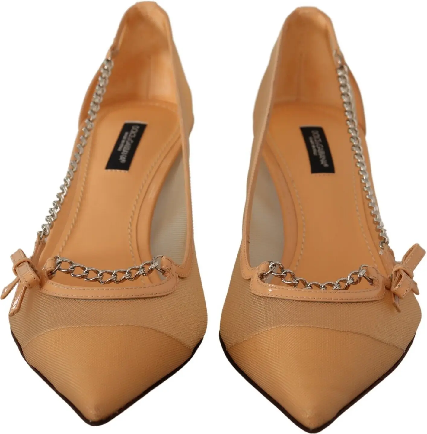 Dolce & Gabbana To'pi To'pi Tuflilari Peach Mesh Deri Tuflilari Oyoq Kiyimlari
