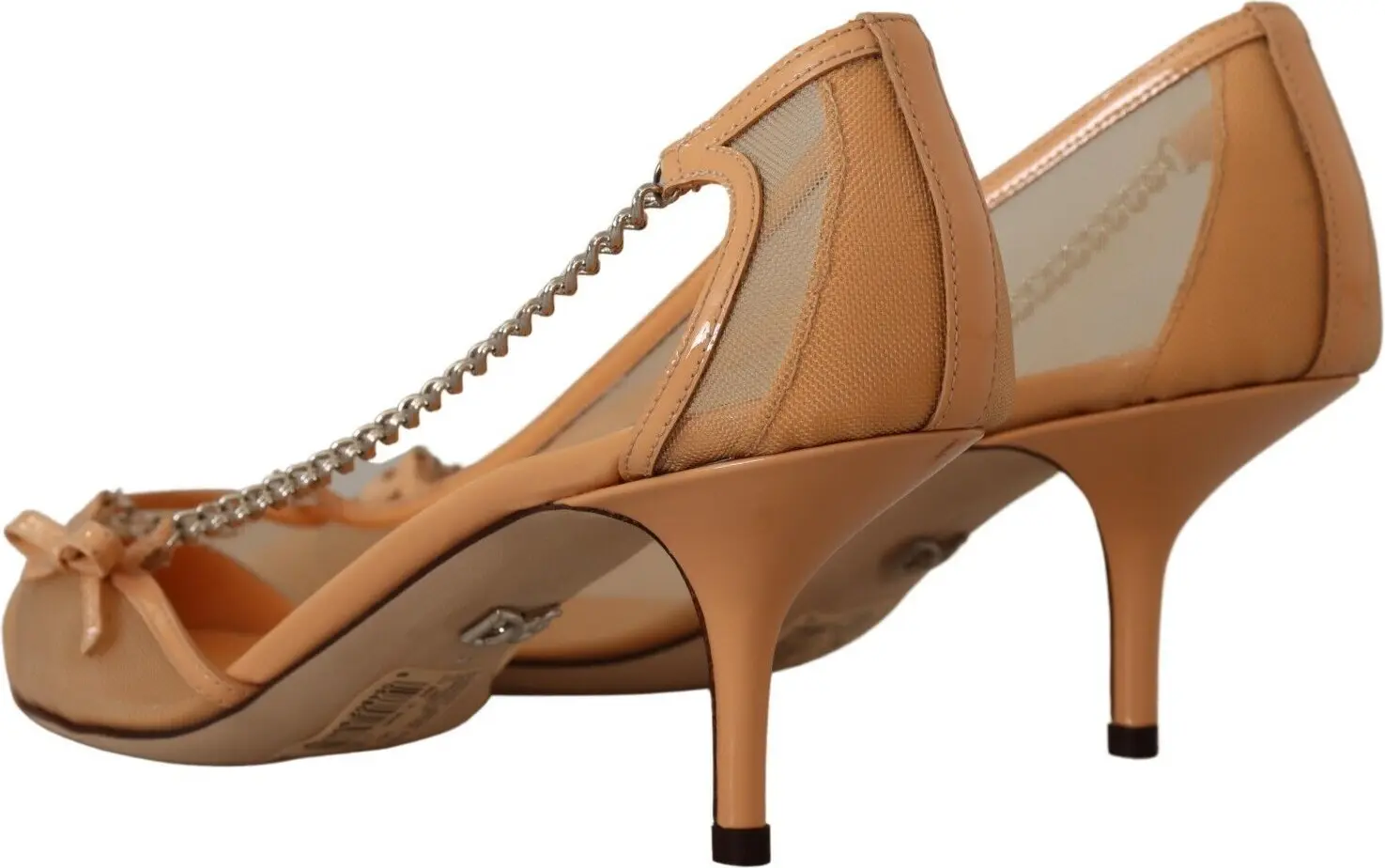 Dolce & Gabbana To'pi To'pi Tuflilari Peach Mesh Deri Tuflilari Oyoq Kiyimlari