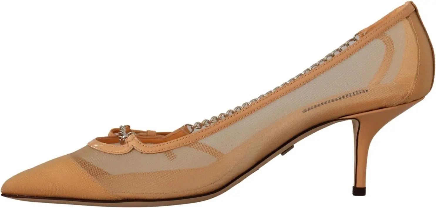 Dolce & Gabbana To'pi To'pi Tuflilari Peach Mesh Deri Tuflilari Oyoq Kiyimlari
