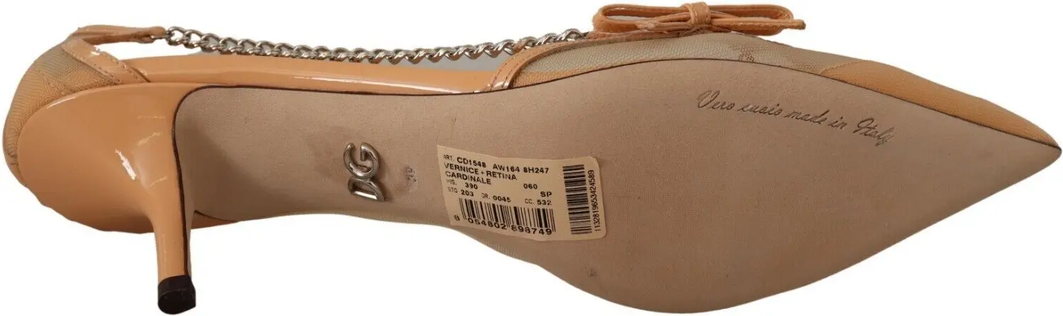 Dolce & Gabbana To'pi To'pi Tuflilari Peach Mesh Deri Tuflilari Oyoq Kiyimlari