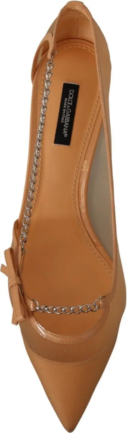 Dolce & Gabbana To'pi To'pi Tuflilari Peach Mesh Deri Tuflilari Oyoq Kiyimlari
