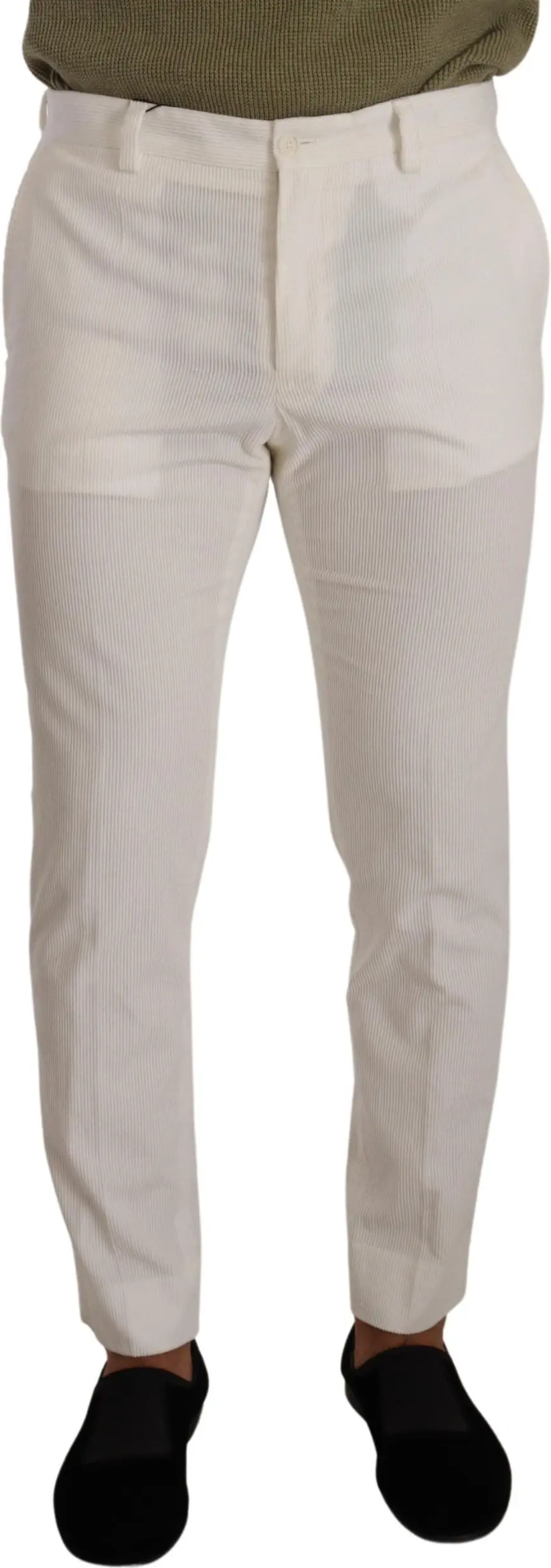 Trouser Pants Dolce & Gabbana White Cotton Skinny Corduroy Trouser Pants