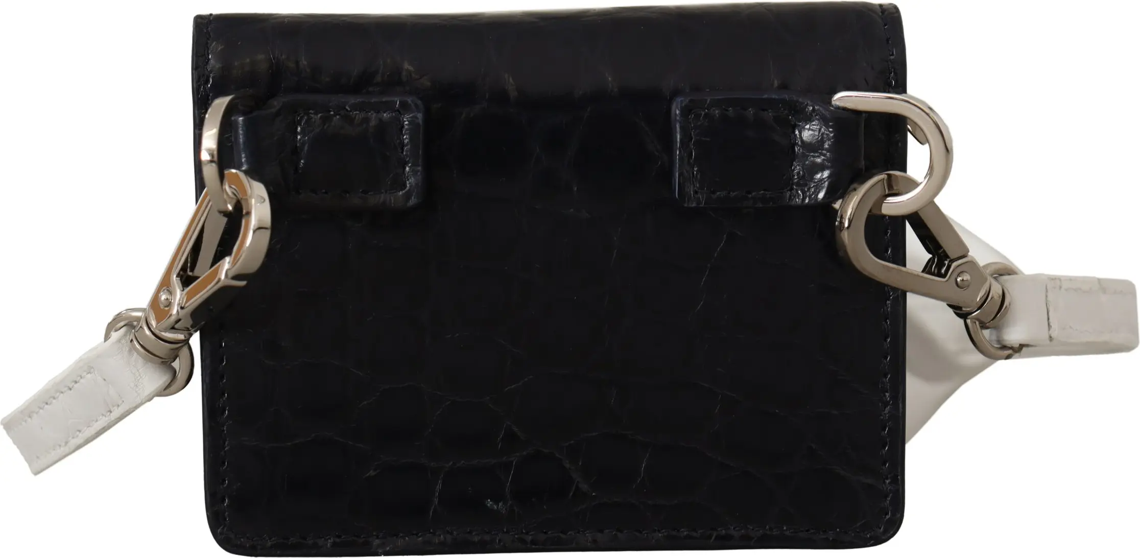 Wallet Dolce & Gabbana Blue White Caiman Leather Strap Card Holder