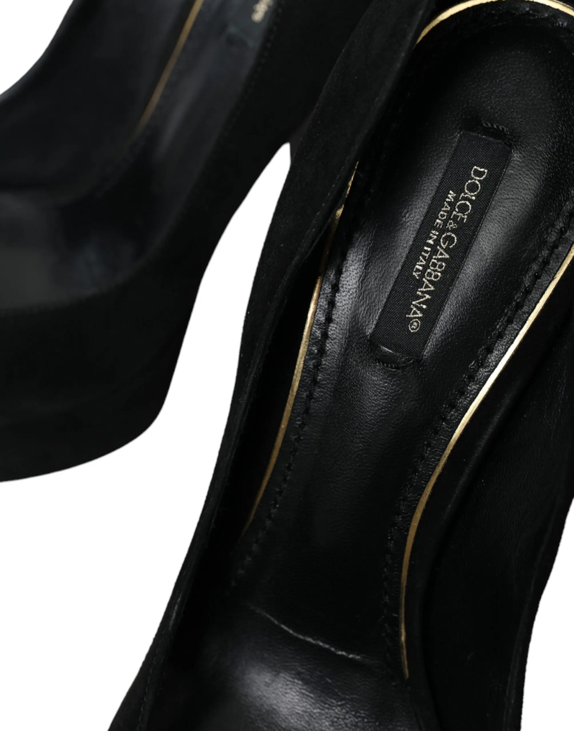 Туфли Черная Замша Кожа Платформа Каблук-Колонка Dolce & Gabbana