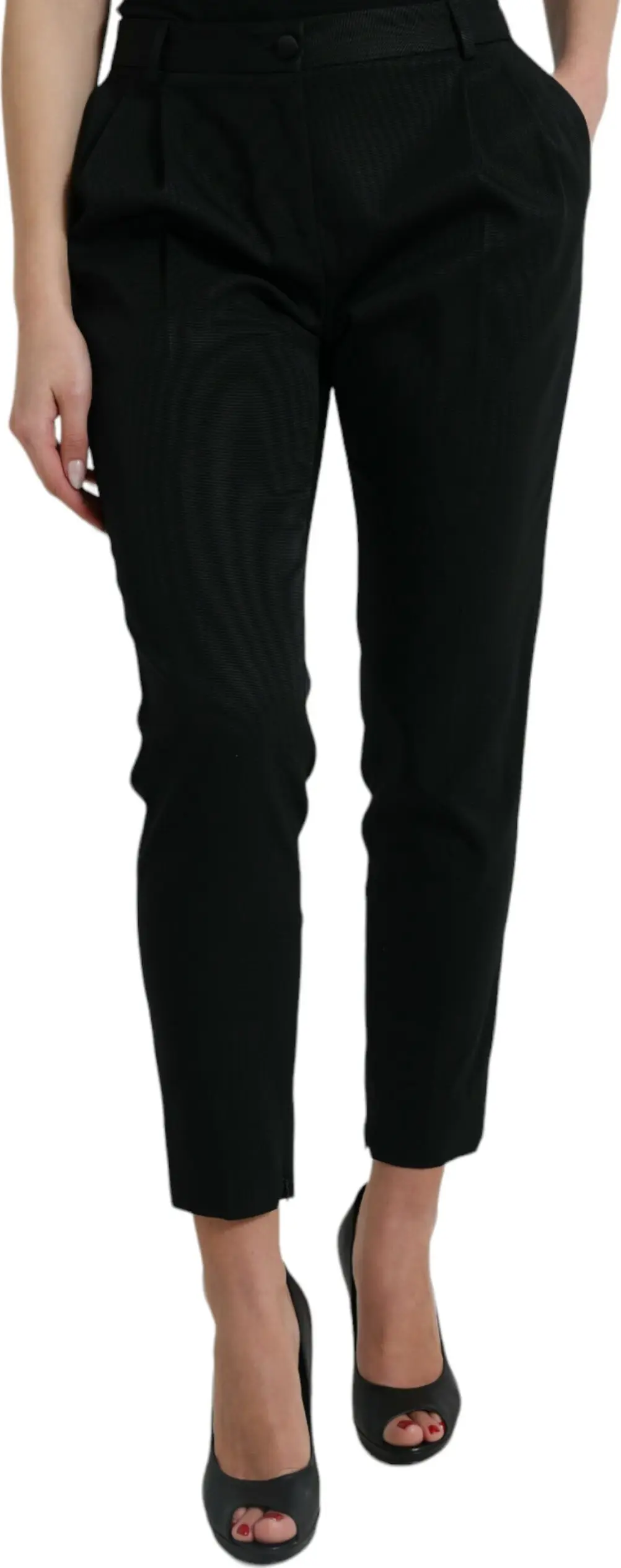 Pants Dolce & Gabbana Black Wool High Waist Tapered Cropped