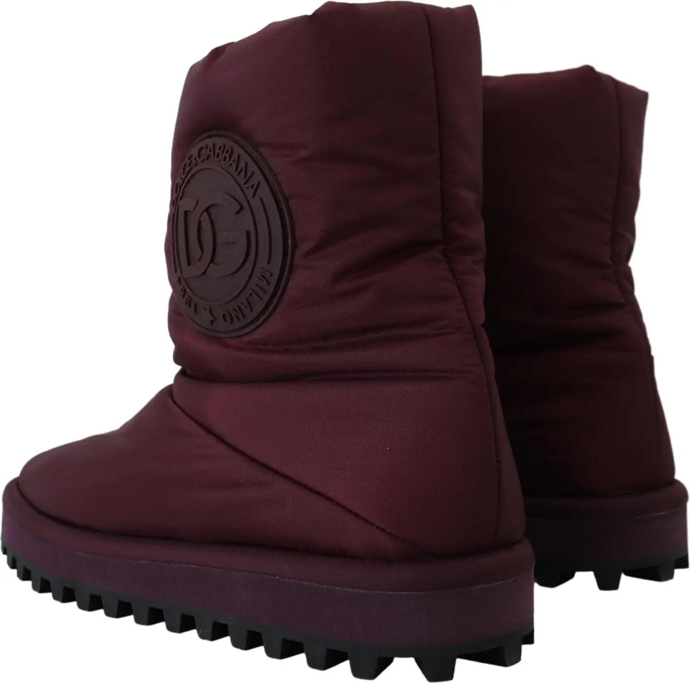Dolce & Gabbana Bordeaux Naylon etik, Qalin O'rta Oyoq Kiyimi Padded Mid Shoes