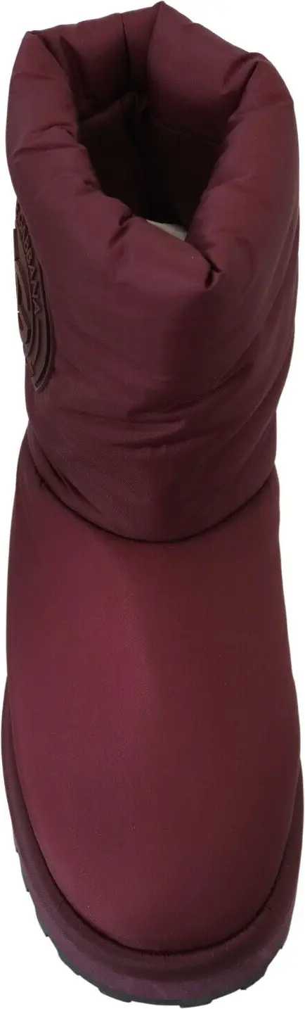 Dolce & Gabbana Bordeaux Naylon etik, Qalin O'rta Oyoq Kiyimi Padded Mid Shoes