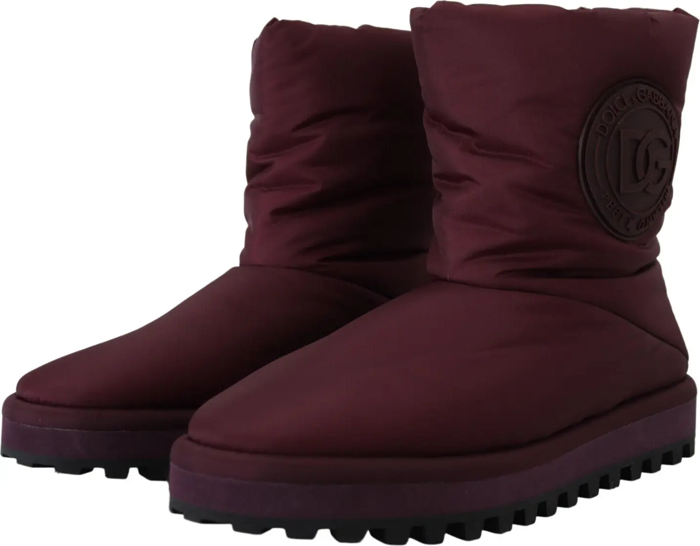 Dolce & Gabbana Bordeaux Naylon etik, Qalin O'rta Oyoq Kiyimi Padded Mid Shoes