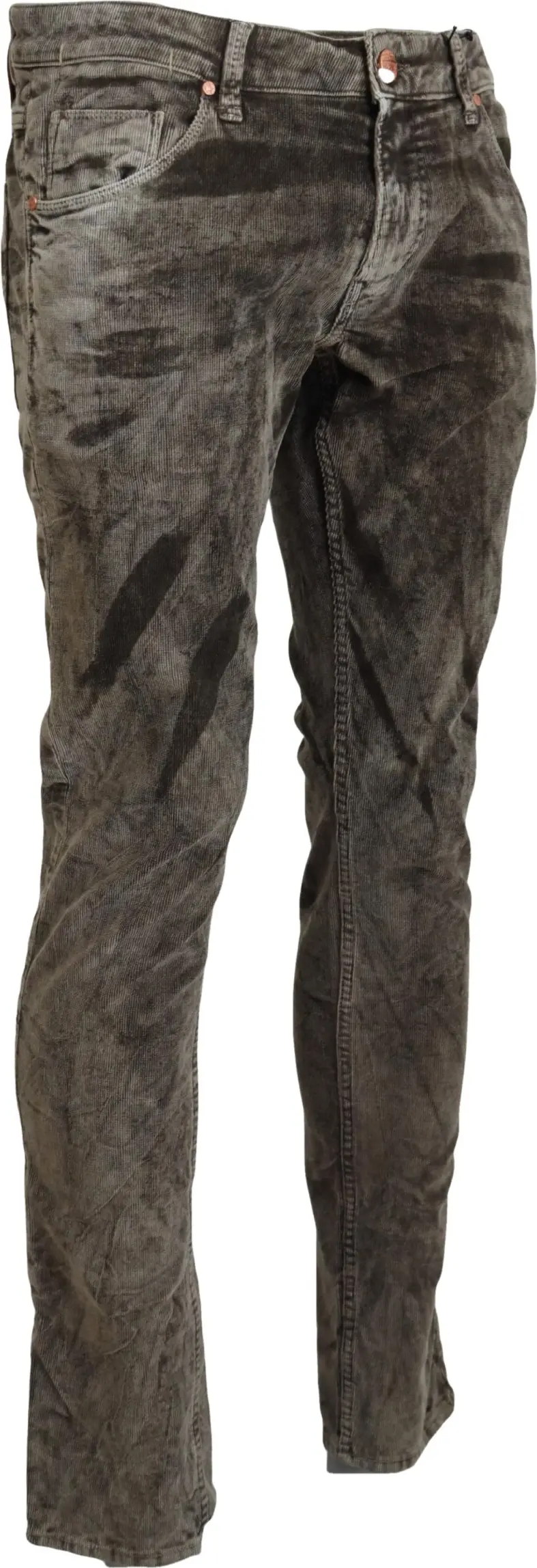 Gray Washed Cotton Corduroy Slim Fit Jeans by Yacht