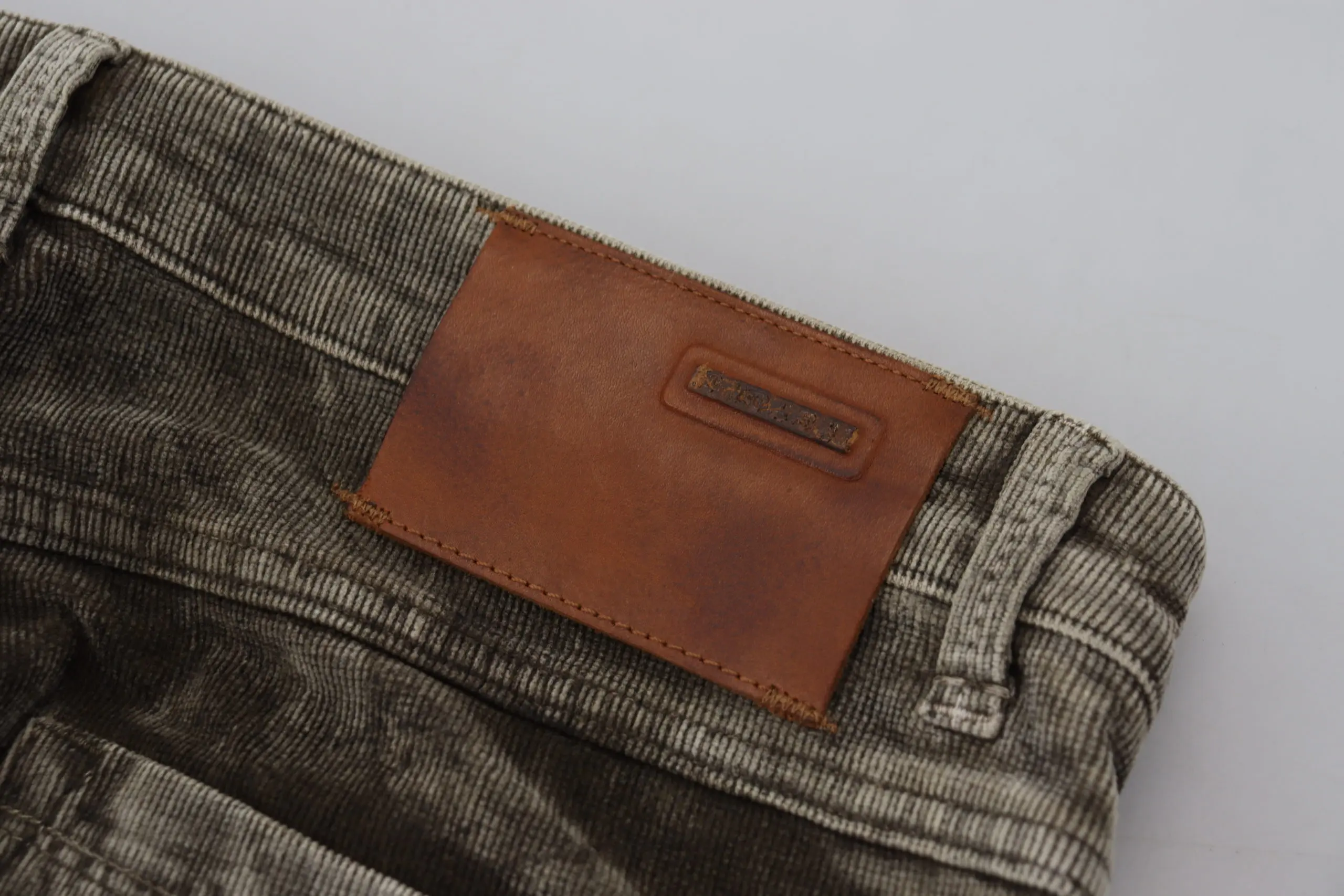 Gray Washed Cotton Corduroy Slim Fit Jeans by Yacht