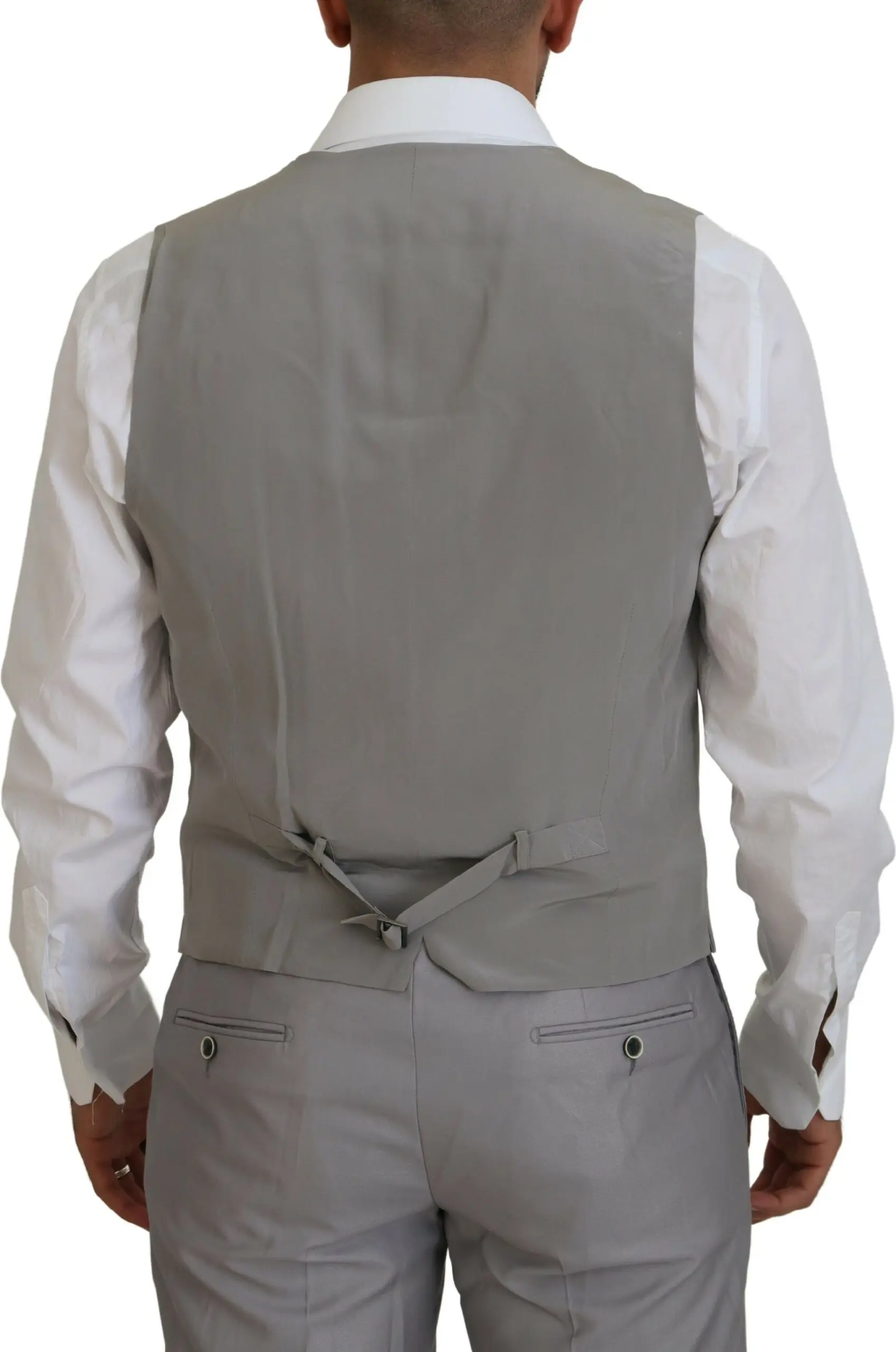 Suit Dolce & Gabbana Silver Wool Silk