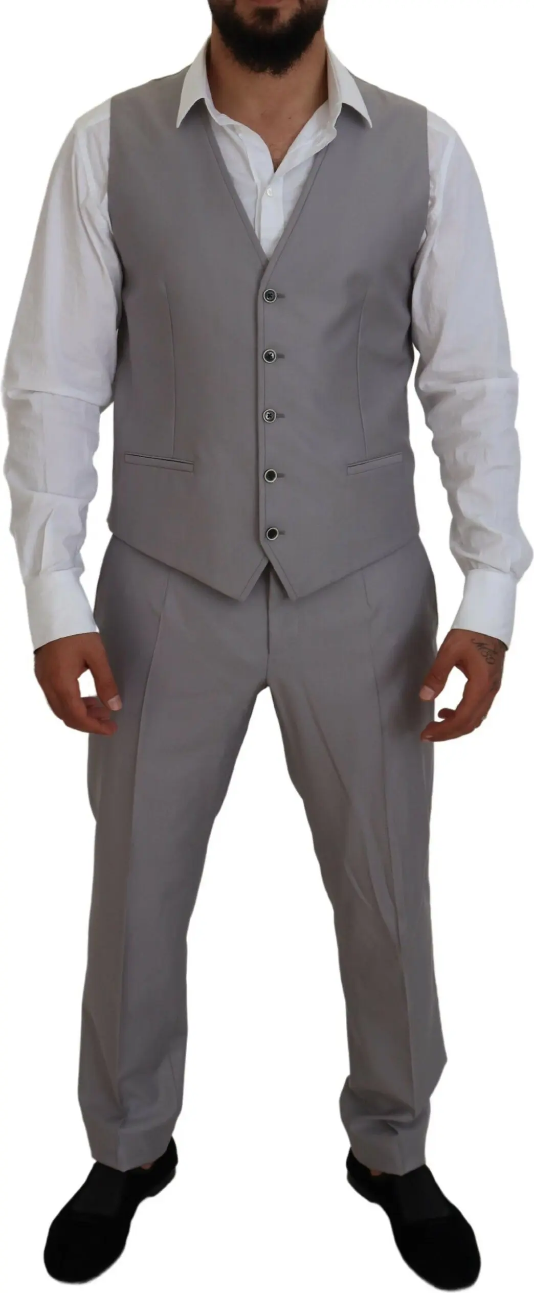 Suit Dolce & Gabbana Silver Wool Silk