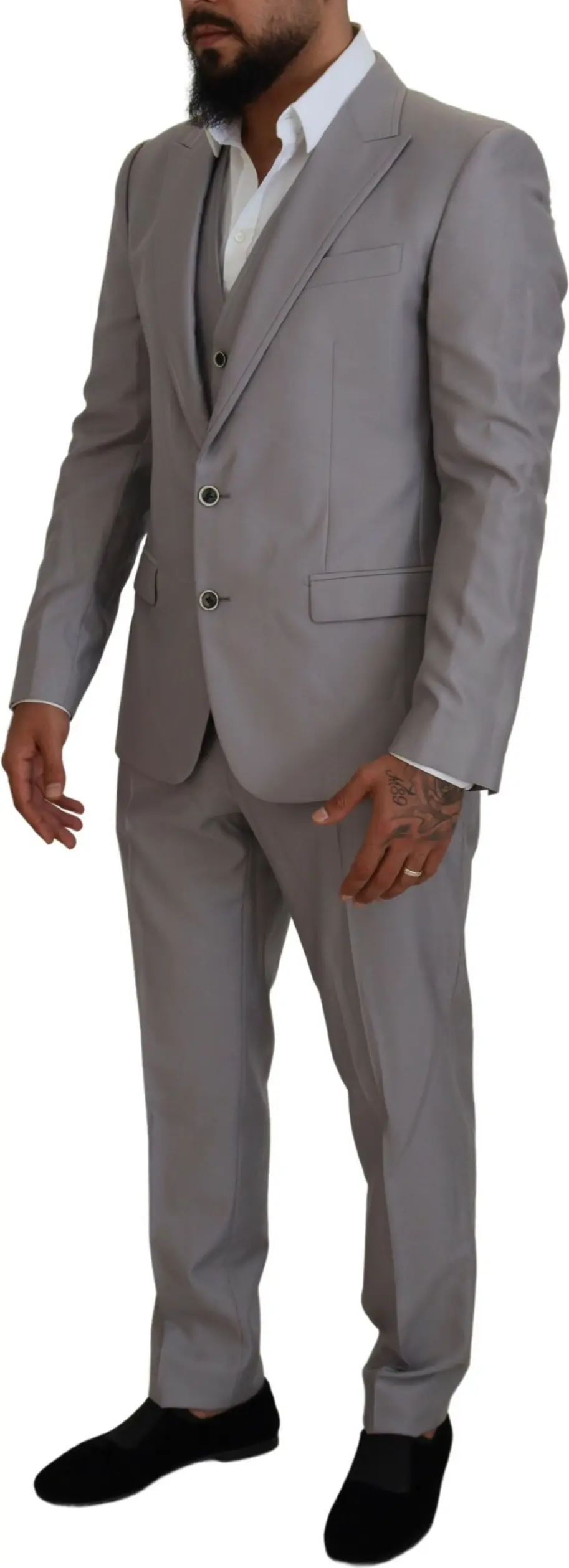 Suit Dolce & Gabbana Silver Wool Silk