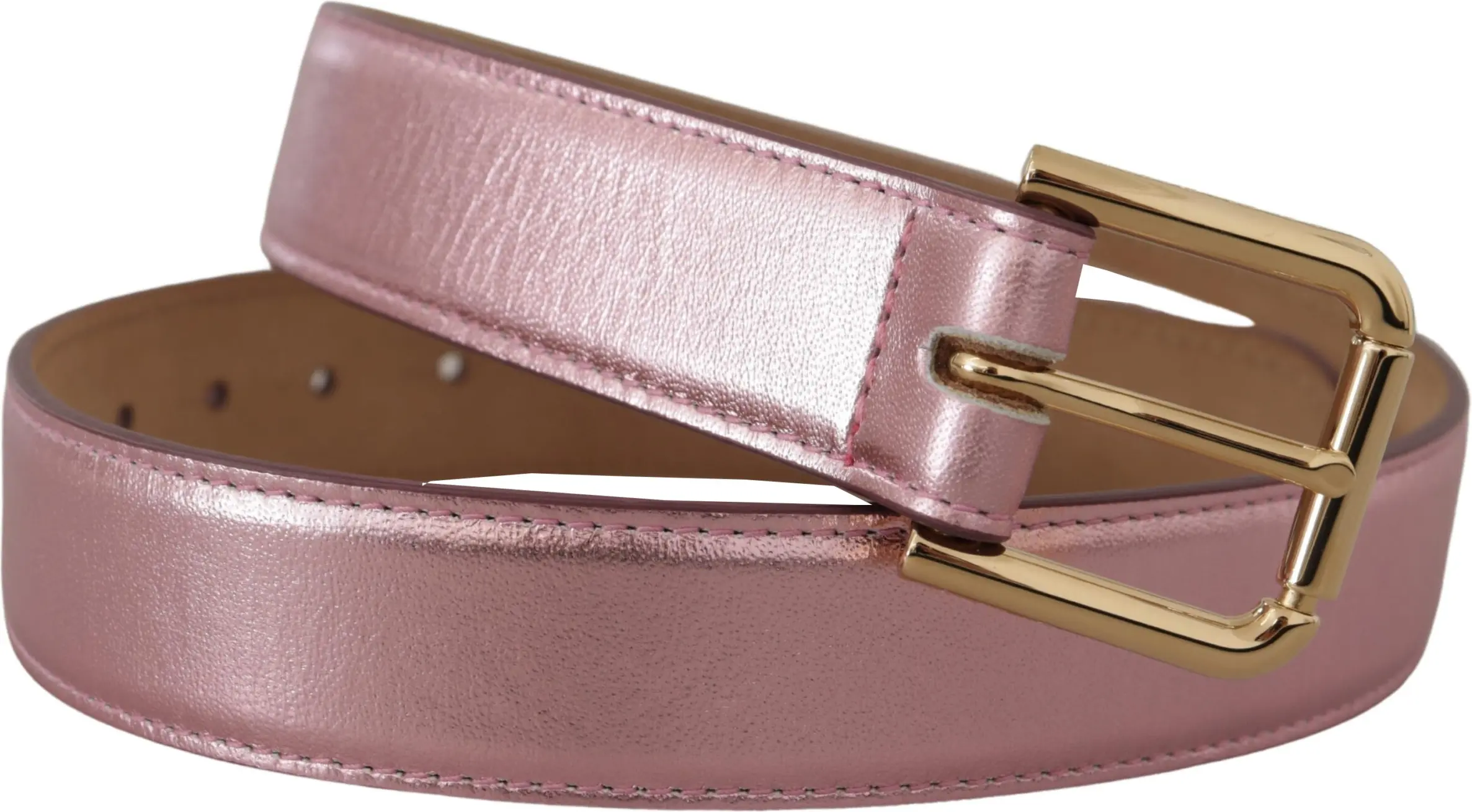 Kamari - Dolce & Gabbana Elegant Metallic Pink Leather Belt