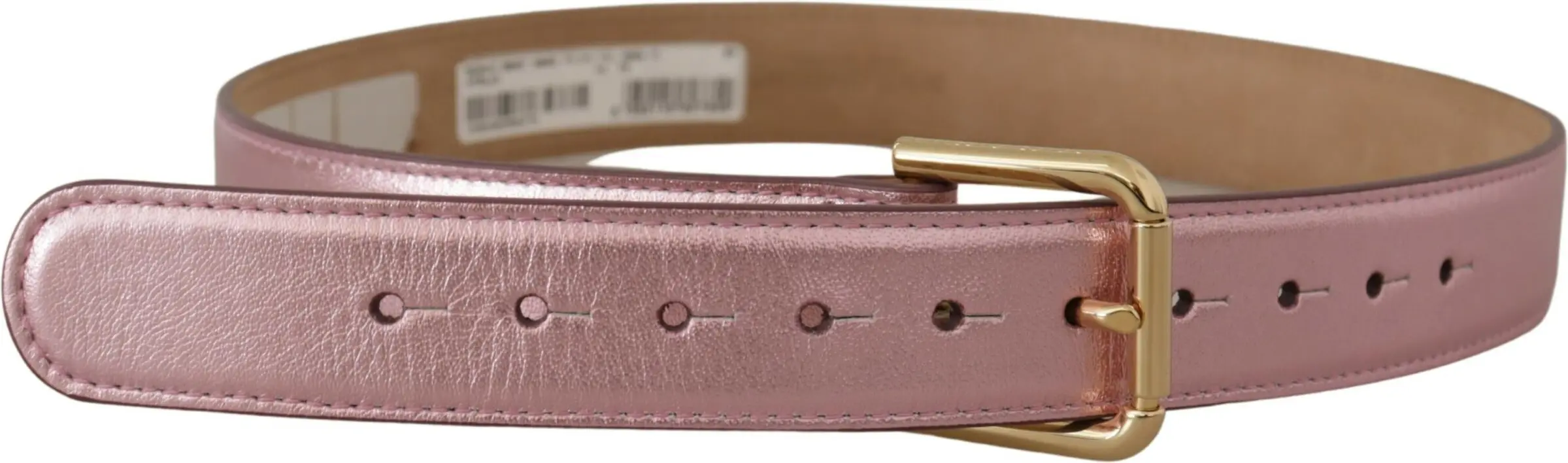 Kamari - Dolce & Gabbana Elegant Metallic Pink Leather Belt