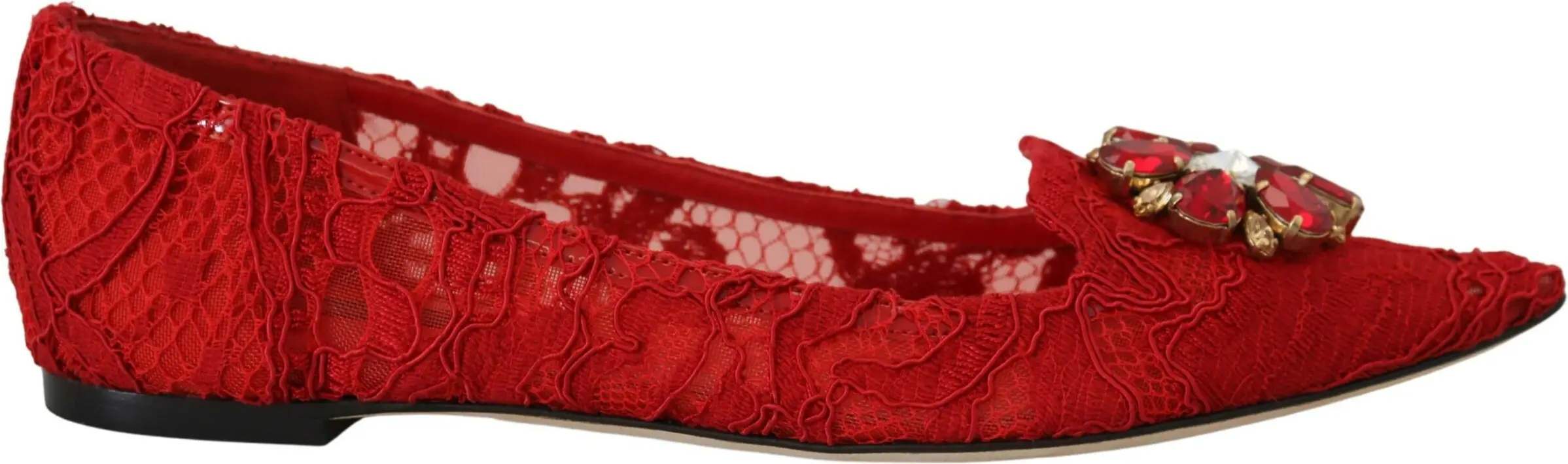 Flats Shoes Dolce & Gabbana Red Taormina Crystals