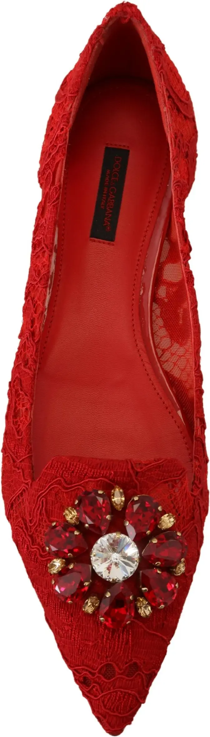 Dolce & Gabbana Taormina Kristallari Qizil Yumshoq Oyoq Kiyim