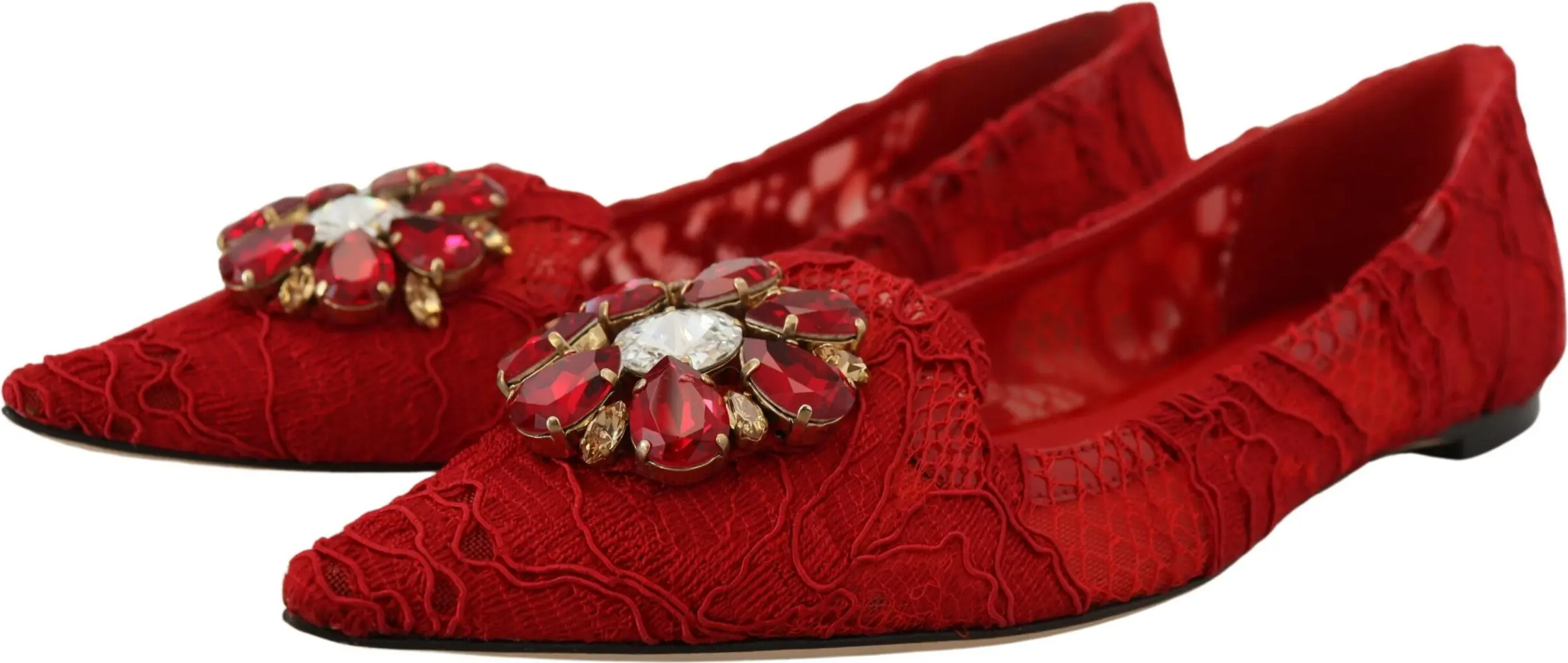 Dolce & Gabbana Taormina Kristallari Qizil Yumshoq Oyoq Kiyim