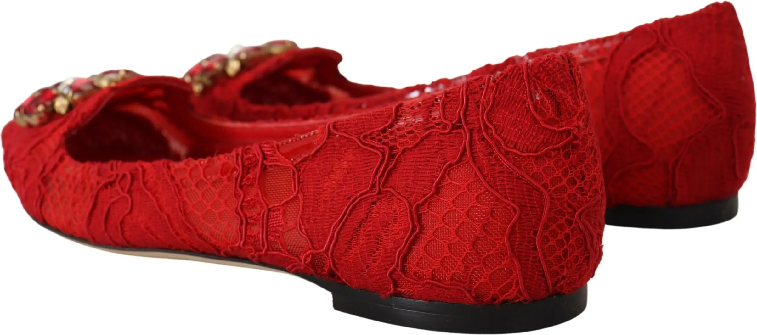 Dolce & Gabbana Taormina Kristallari Qizil Yumshoq Oyoq Kiyim