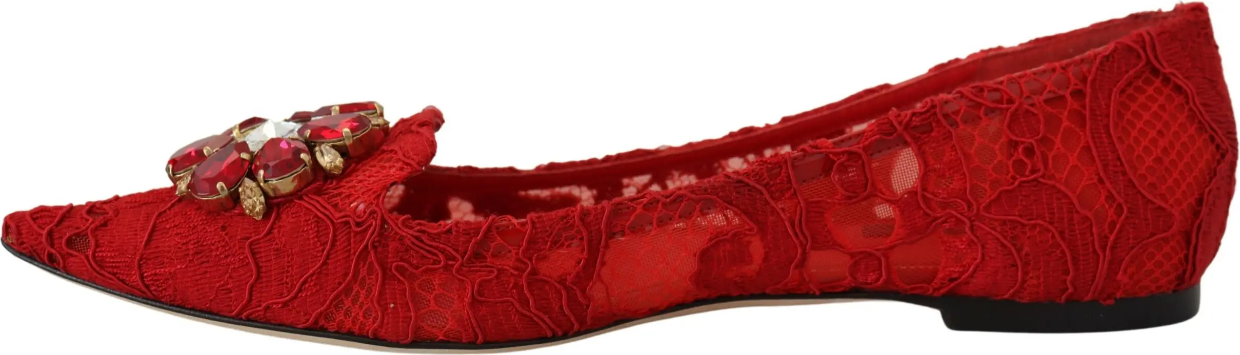 Dolce & Gabbana Taormina Kristallari Qizil Yumshoq Oyoq Kiyim