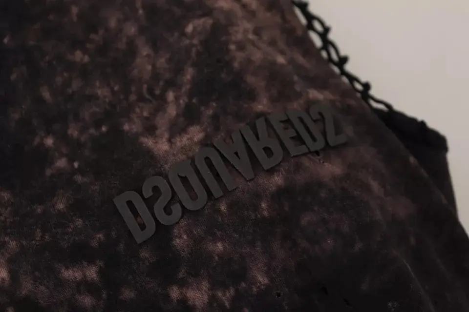 Платье-футляр Dsquared2 Черный Тай-дай Сетчатые Длинные Рукава Хлопок