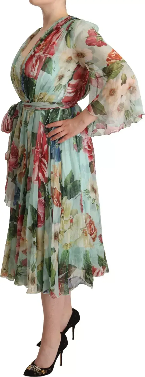Dolce & Gabbana Midi Kiyimi Gulli Yog'ilgan Yashil