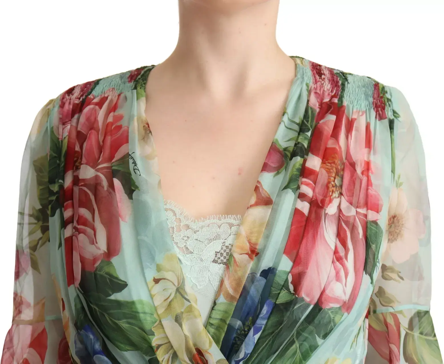 Dolce & Gabbana Midi Kiyimi Gulli Yog'ilgan Yashil
