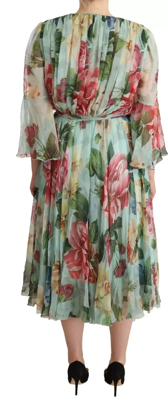 Dolce & Gabbana Midi Kiyimi Gulli Yog'ilgan Yashil
