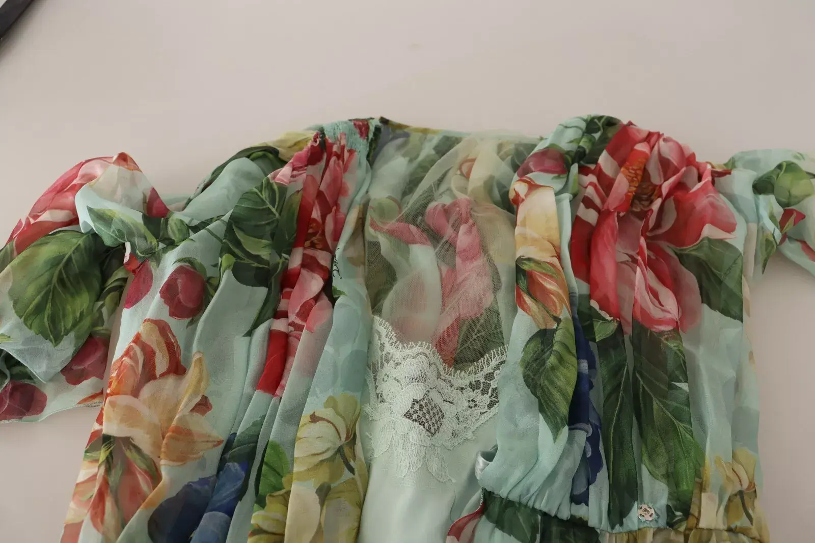 Dolce & Gabbana Midi Kiyimi Gulli Yog'ilgan Yashil