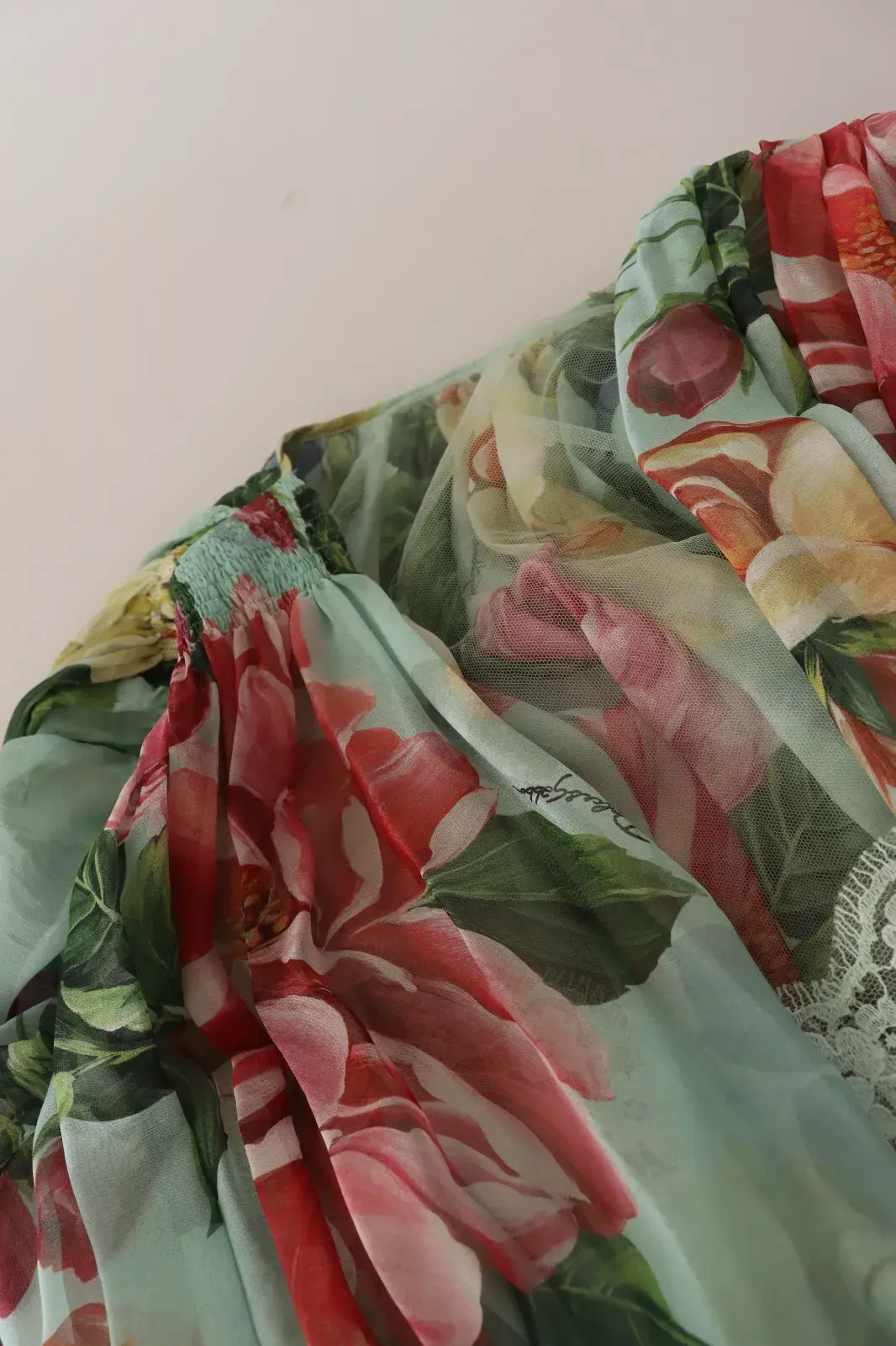 Dolce & Gabbana Midi Kiyimi Gulli Yog'ilgan Yashil