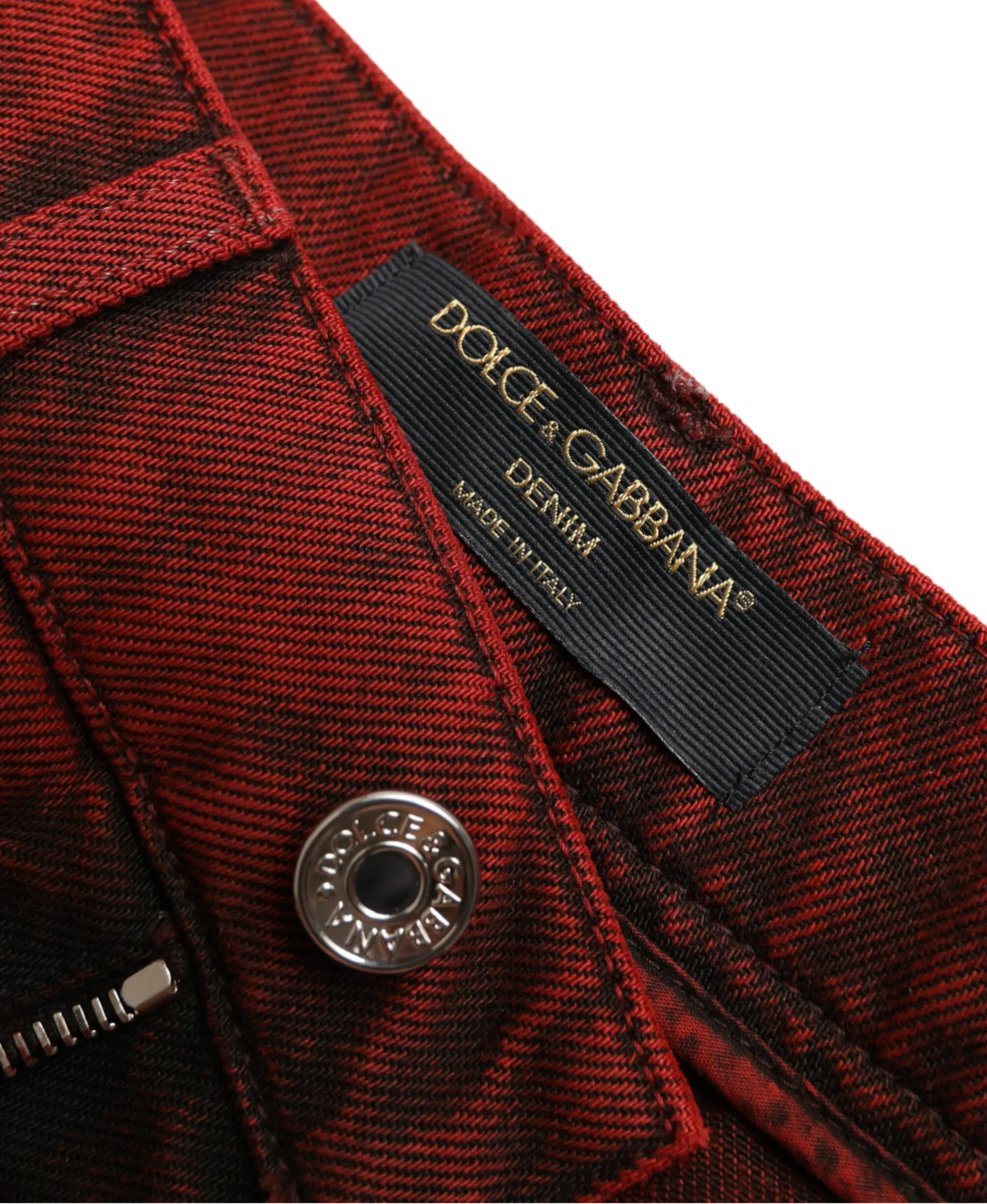 Шорты Dolce & Gabbana Красные Стрейч С Высокой Талией Джинсовые Короткие Шорты