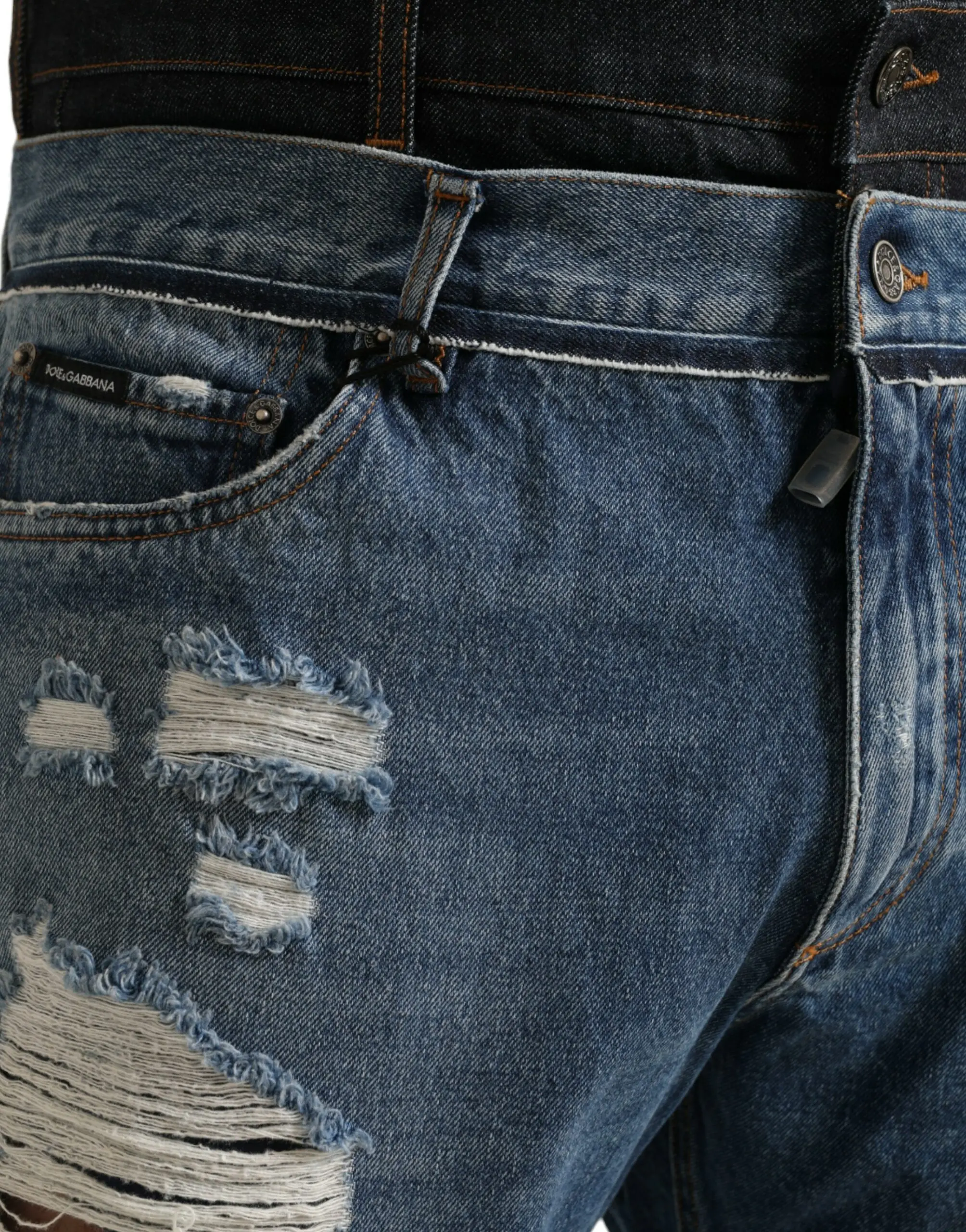 Jeans Dolce & Gabbana Blue Tattered Cotton Men Denim