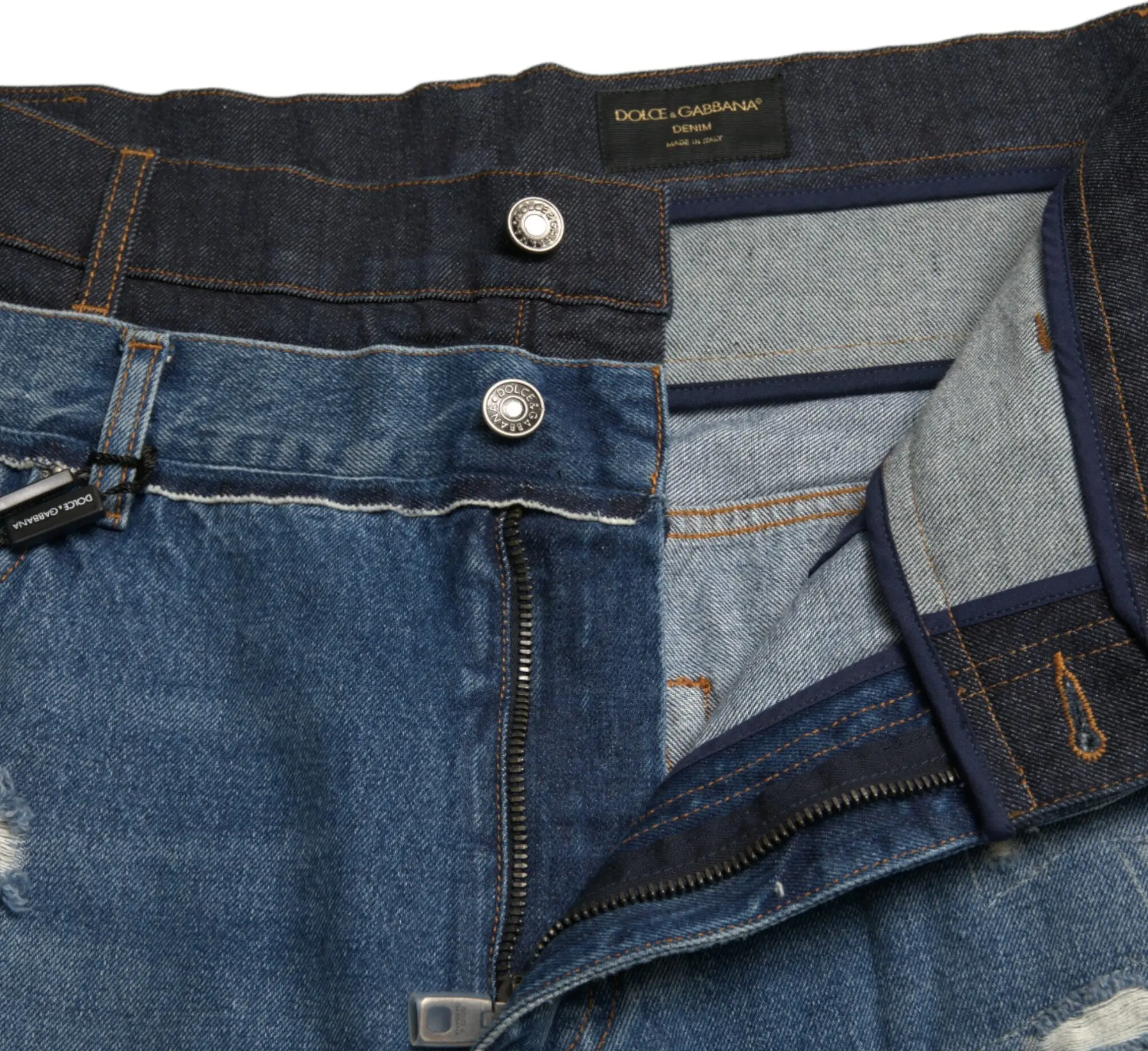 Jeans Dolce & Gabbana Blue Tattered Cotton Men Denim
