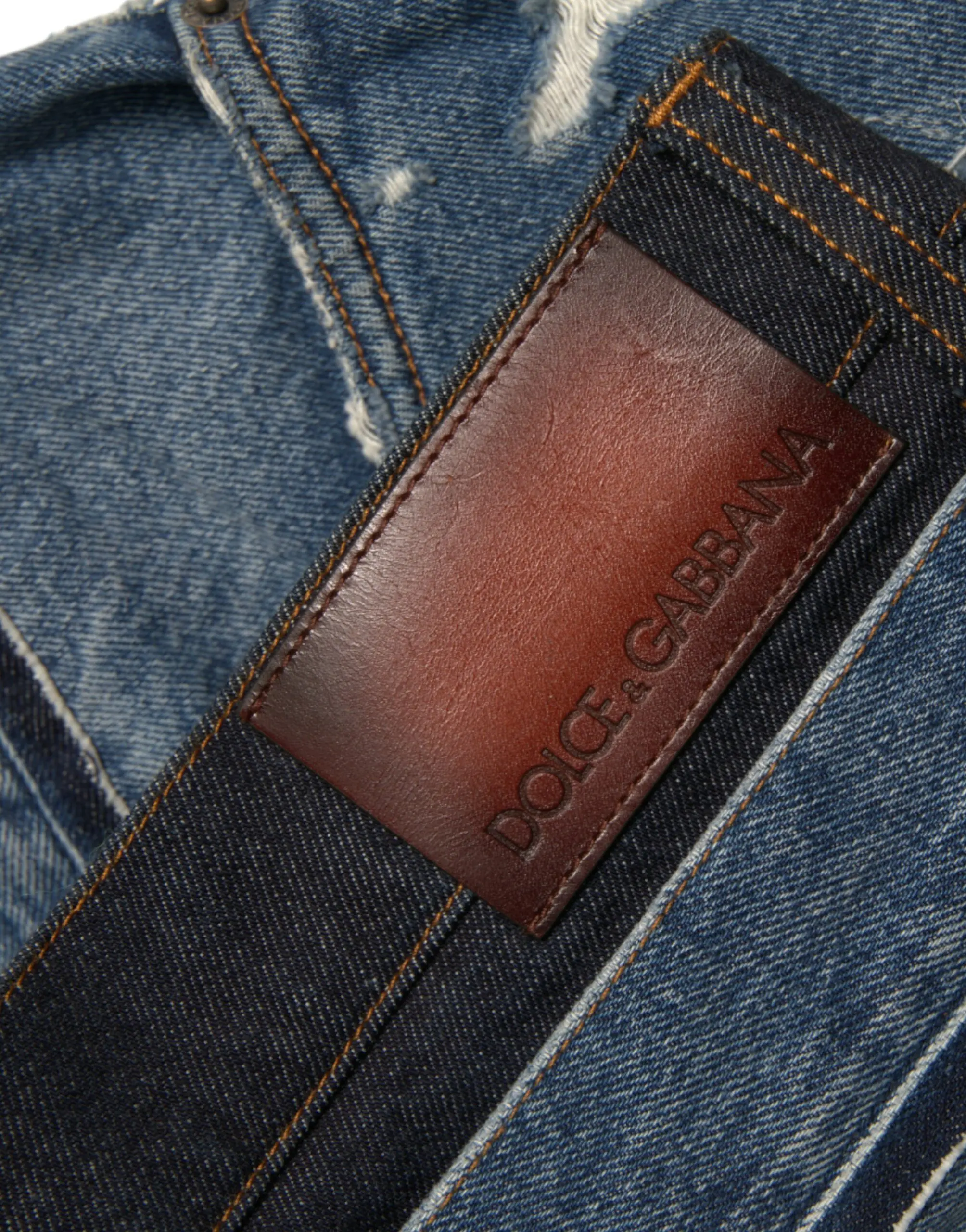 Jeans Dolce & Gabbana Blue Tattered Cotton Men Denim