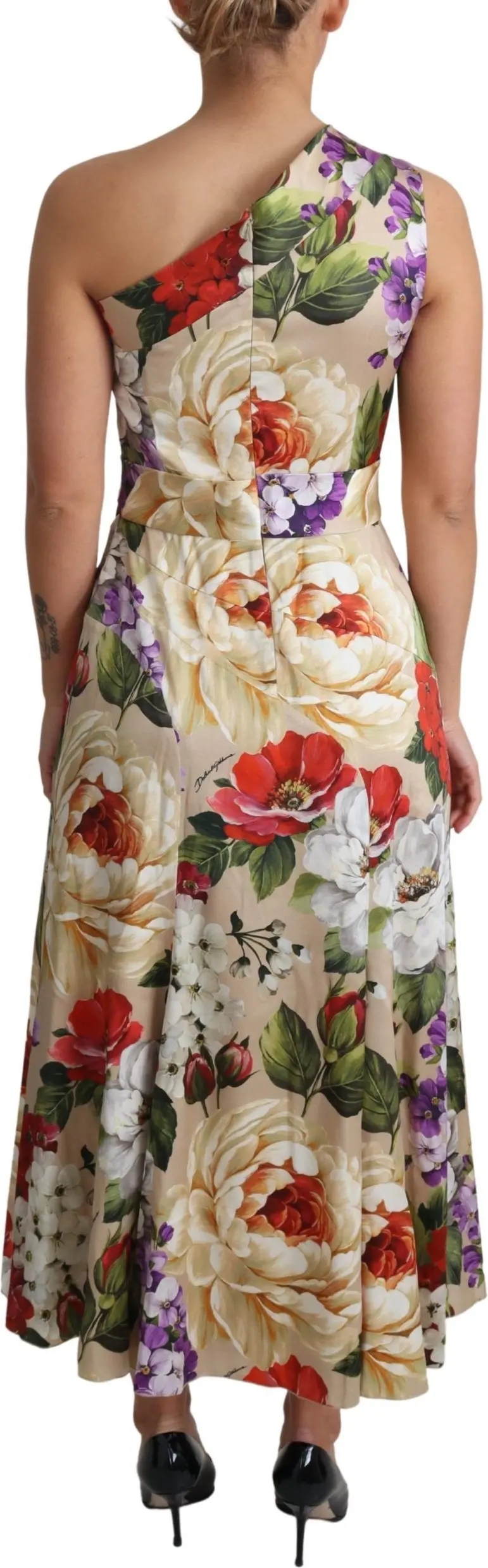 Dress Dolce & Gabbana Print Silk Stretch One Shoulder