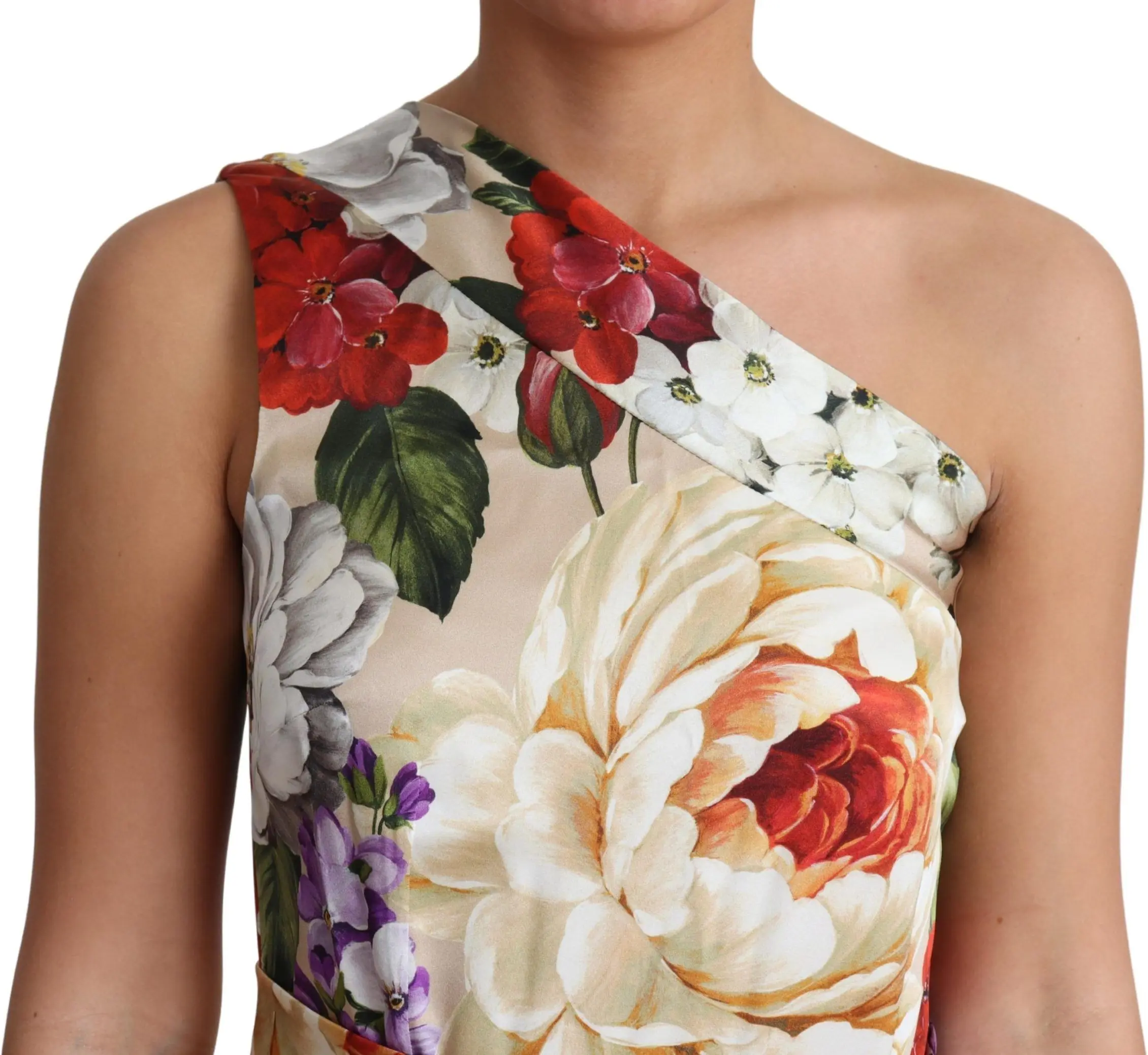 Dress Dolce & Gabbana Print Silk Stretch One Shoulder