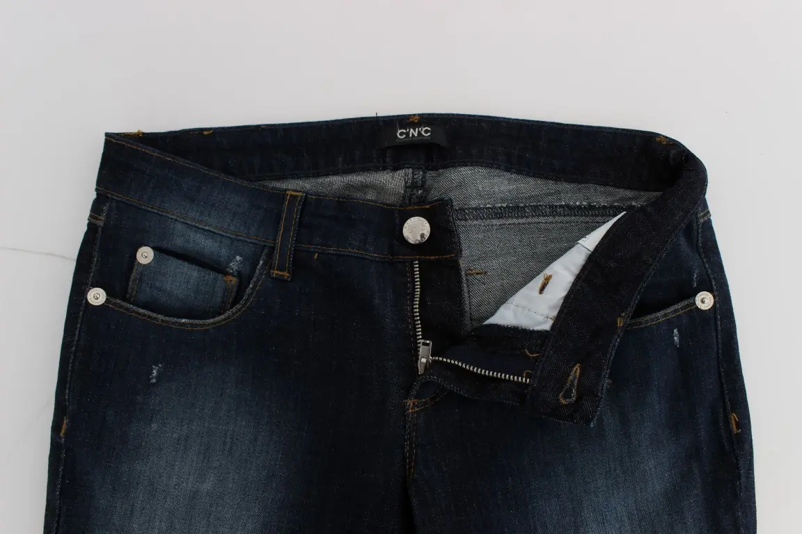 Jeans Costume National Blue Cotton Slim Fit Bootcut