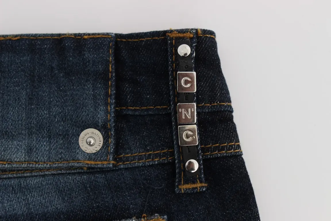 Jeans Costume National Blue Cotton Slim Fit Bootcut