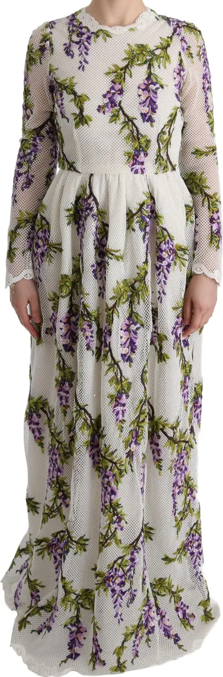 Dress Dolce & Gabbana White Floral Embroidered Maxi