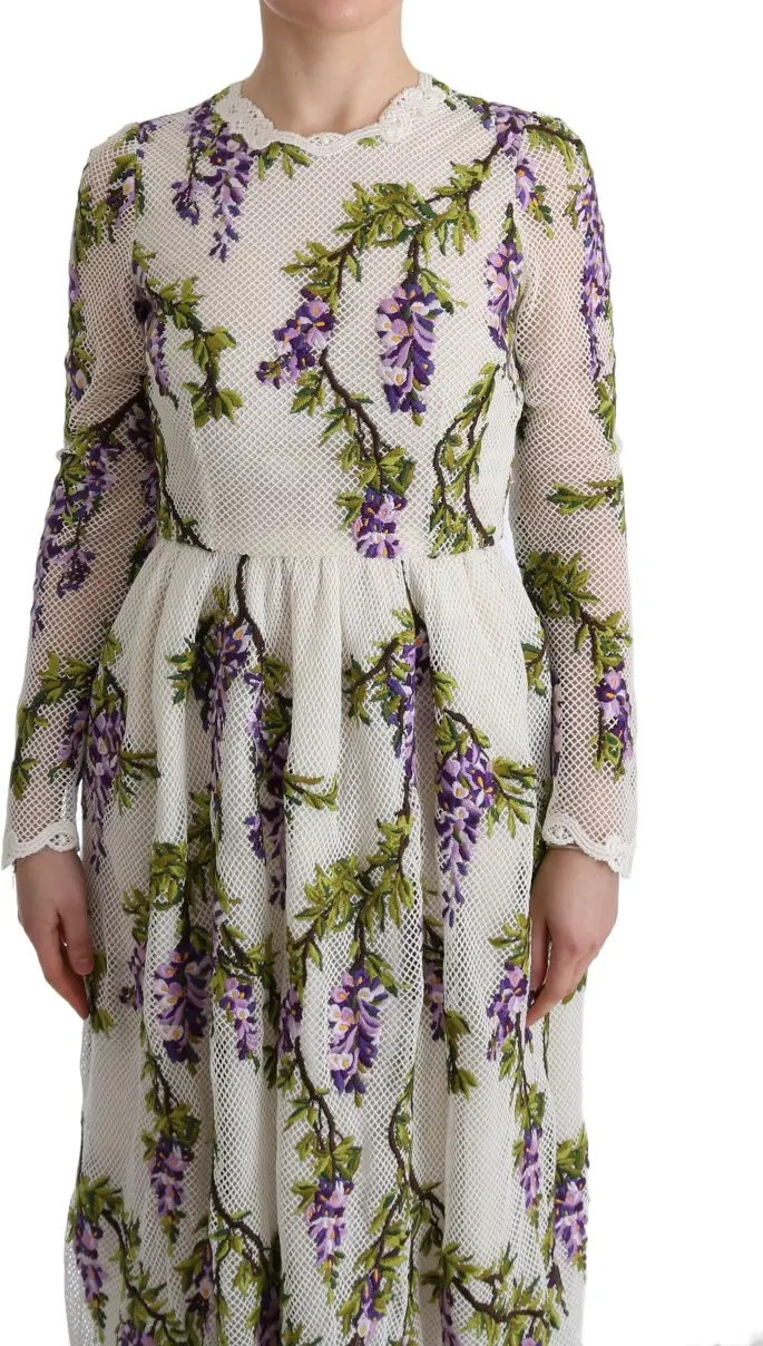 Dress Dolce & Gabbana White Floral Embroidered Maxi